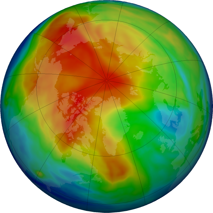 Arctic ozone map for 04 January 2019